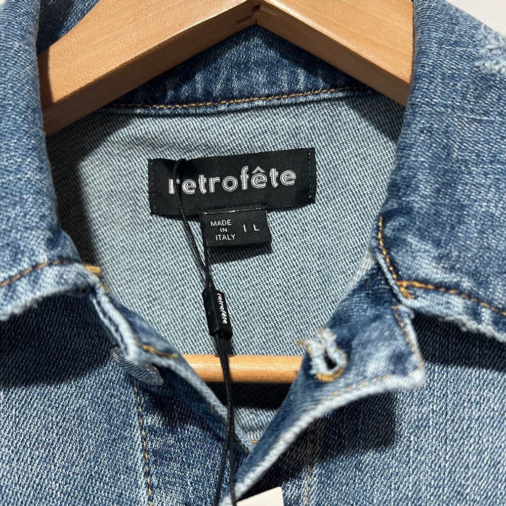Retrofete Sibi Puff-Sleeve Denim Mini Dress Size L NWT - Picture 6 of 13